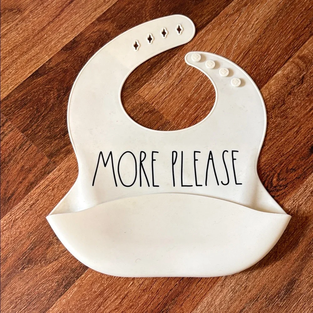 Rae Dunn White Silicone Bib with Pocket